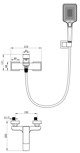 Душевая система для ванны со смесителем Oliveeka OL-639003A+239003-BG