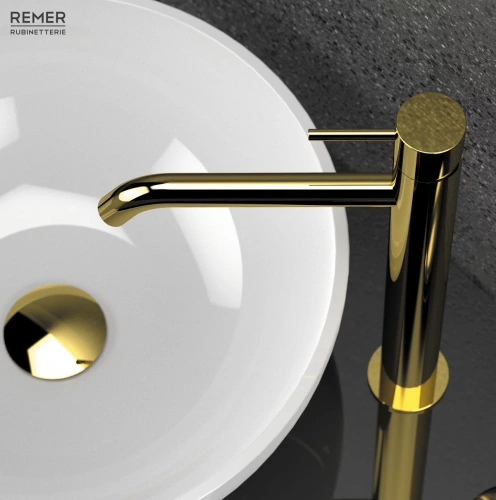 Смеситель для раковины Remer X Style X11LXLDO, золото глянцевое
