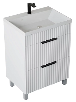 Тумба напольная Vela Волна 70Н под Classica (белый мат) черный хекса TU9263