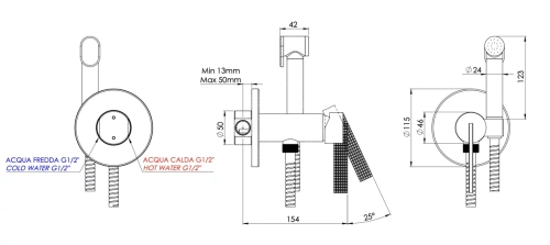 Гигиенический душ Daniel Club ANC645BP4DC15, черный матовый
