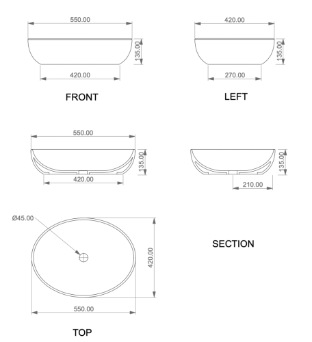 Раковина накладная 55x42 см GSG Ceramic Design Easy EALAVOV55002, черный глянцевый