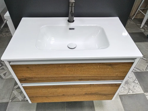 Тумба подвесная Vela 80П дуб шерман коньяк коричневый TU27151