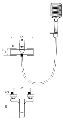 Смеситель для ванны Oliveeka OL-639003A-BN