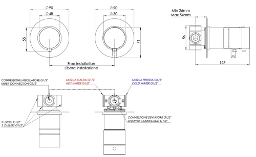 Смеситель для душа Remer X-style XT96D3BG, золото брашированное