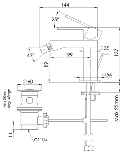 Смеситель для биде Mariani Rebel A37493RE12