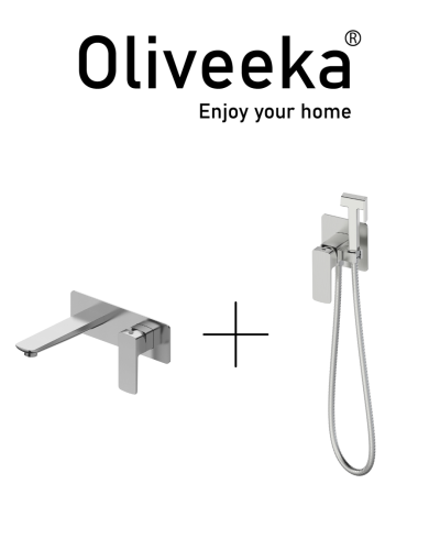 Гигиенический душ со смесителем Oliveeka OL-829003+869003-BN, никель матовый