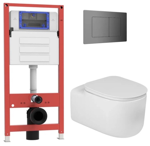 Комплект Oliveeka инсталляция OL-MQ-003 с унитазом OL-G27 и кнопкой OL-E12-BGM