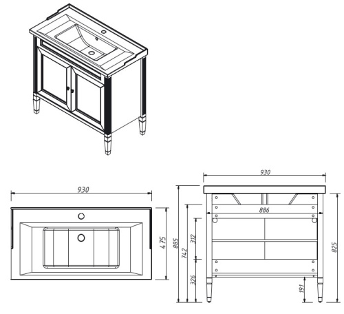 Тумба напольная Caprigo Albion Concept 90 34013-SF028