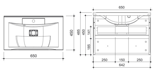 Тумба подвесная Caprigo Accord 65 2219-SF004