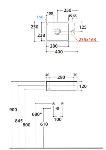 Умывальник Globo T-edge B6R40BI