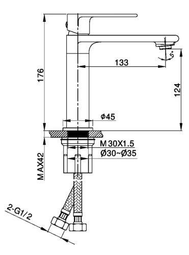 Смеситель для раковины Vincea Vogue VBF-1V1GM
