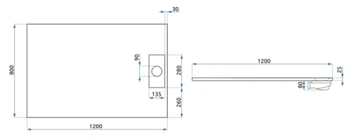 Душевой поддон Rea Bazalt Black 80*120 K3301