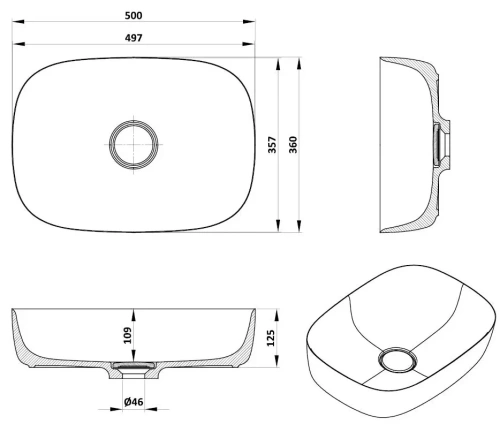 Раковина Kolpa-San Lux 500 ON kerrock 108 864120 Раковина Kolpa-San Lux 500 ON kerrock 108 864120
