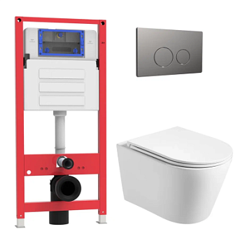 Комплект Oliveeka инсталляция OL-MQ-003 с унитазом OL-6016 и кнопкой OL-R22-BGM