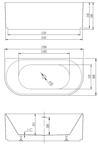Ванна акриловая Vincea VBT-427-1700