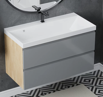 Тумба подвесная Vela Мира Лайт 100П под Classica (небраска/серый) TU67375