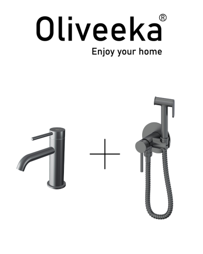 Гигиенический душ со смесителем Oliveeka OL-829902+88139017-BGM, мат.оружейный металл