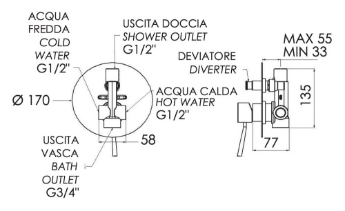 Смеситель для душа Remer Minimal N09L