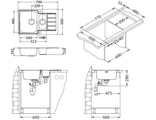 Мойка для кухни Alveus LINE MAXIM 70 FS SAT-90 795x505 1085960