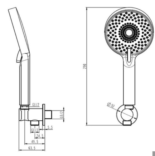 Ручной душ со шлангом и штуцером-держателем Caprigo 98-522-crm