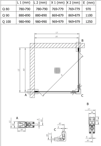 Душевой уголок Kolpa-San Andromeda Q 90 black transparent 516490