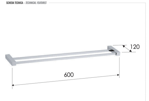 Полотенцедержатель двойной 60 см Remer SQ SQ33CR