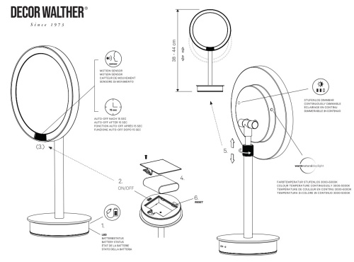 Зеркало косметическое с подсветкой 5X увеличение Decor Walther JUST LOOK PLUS SR 0125450