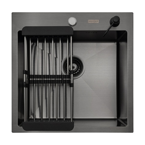 Комплект Arfeka Eco AR мойка 500*500, коландер, дозатор black