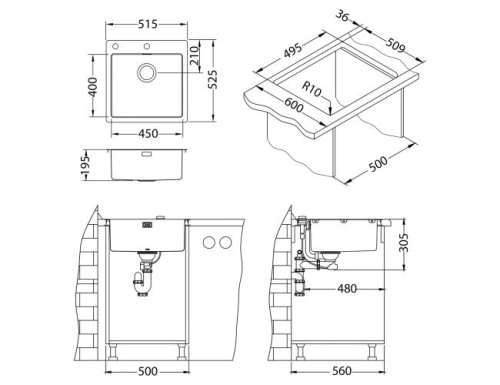 Мойка для кухни Alveus PURE 30 new KMB-90 515x525 1149513