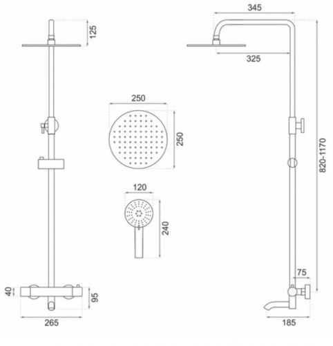 Душевая система Rea Lungo gold matt P6604 Душевая система Rea Lungo gold matt P6604