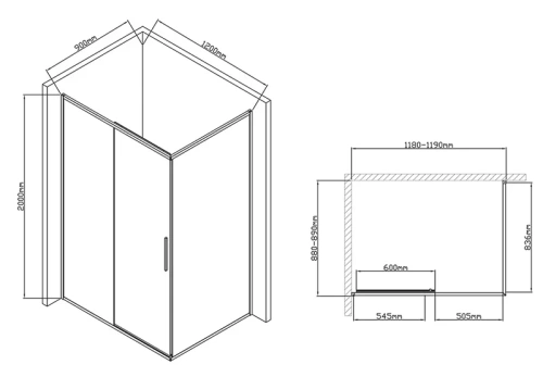 Душевой уголок Vincea Slim-U VSR-2SU9012CLB