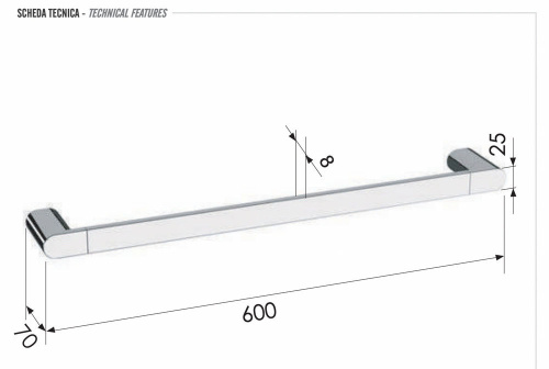 Полотенцедержатель Remer Lounge LN30CFP, черный брашированный хром