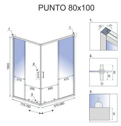 Душевой уголок Rea Punto Gold 80x100 K6442