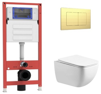 Комплект Oliveeka инсталляция OL-MQ-003 с унитазом OL-1216 и кнопкой OL-E12-BG