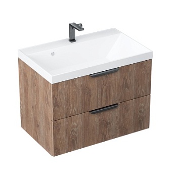 Тумба подвесная Vela Каскад 70П под Сlassica (дуб давос трюфель) черный профиль TU610258