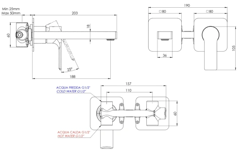Смеситель для раковины Mariani Kali B22565KLP, золото брашированное