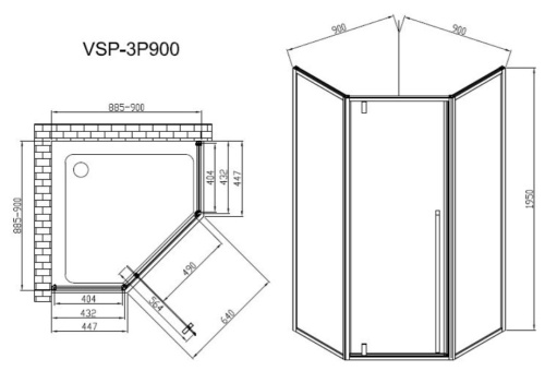 Душевой уголок Vincea Penta VSP-3P900CLGM
