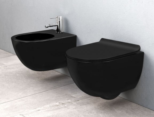 Биде подвесное Rea Carlo Mini Black matt C9901