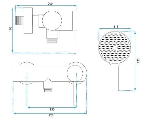 Смеситель для душа Rea Foss Black matt B5110