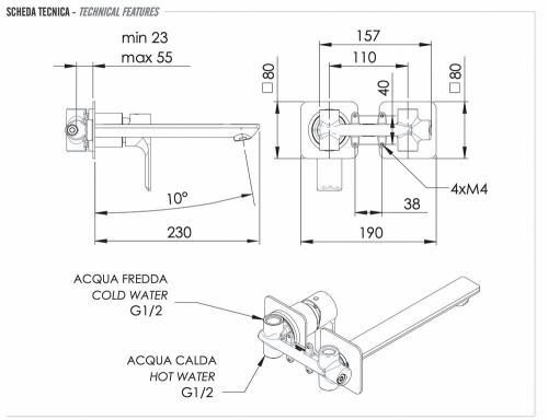 Смеситель для раковины Remer Energy EY15PLBO, белый матовый