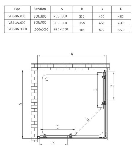 Душевой уголок Vincea Alpha VSS-3AL900CLG