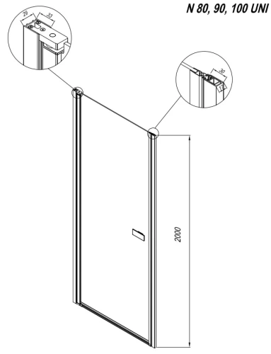 Душевая дверь Kolpa-San Andromeda N 100 black transparent 516770