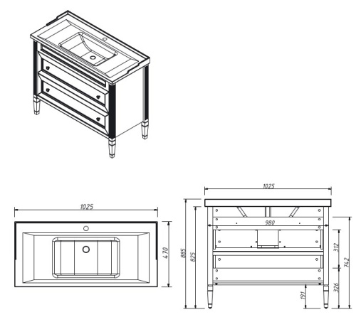 Тумба напольная Caprigo Albion Concept 100 34014-SF023 Тумба напольная Caprigo Albion Concept 100 34014-SF023