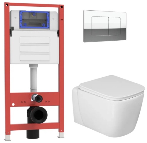 Комплект Oliveeka инсталляция OL-MQ-003 с унитазом OL-G1 и кнопкой OL-E12-CR