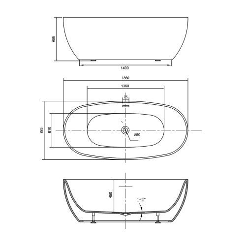 Ванна акриловая Vincea VBT-405-1860
