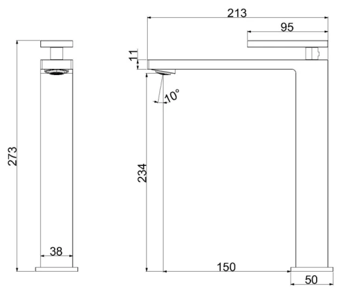 Смеситель для раковины Vincea Dice VBF-2DS2MB