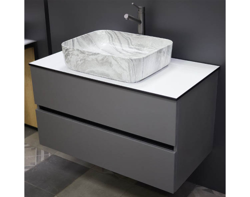 Тумба подвесная Vela Каскад Голо 90П серый матовый TU27088