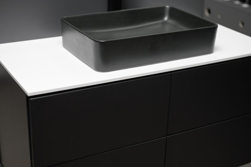 Тумба подвесная Vela Бланка 100П 4 ящика черный матовый (открывание нажатием) TU57101