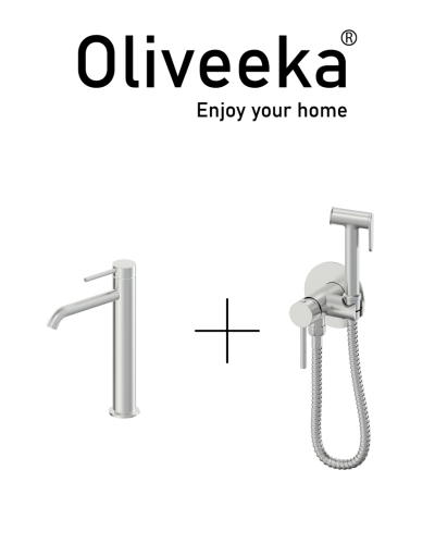 Гигиенический душ со смесителем Oliveeka OL-829902+88239017-BN, никель матовый