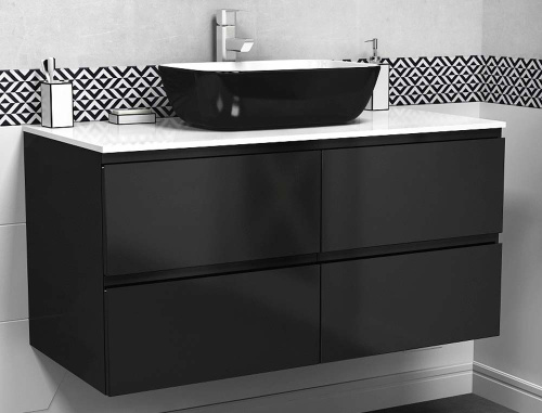 Тумба подвесная Vela Мира 100П 4 ящика (черный матовый) TU37109